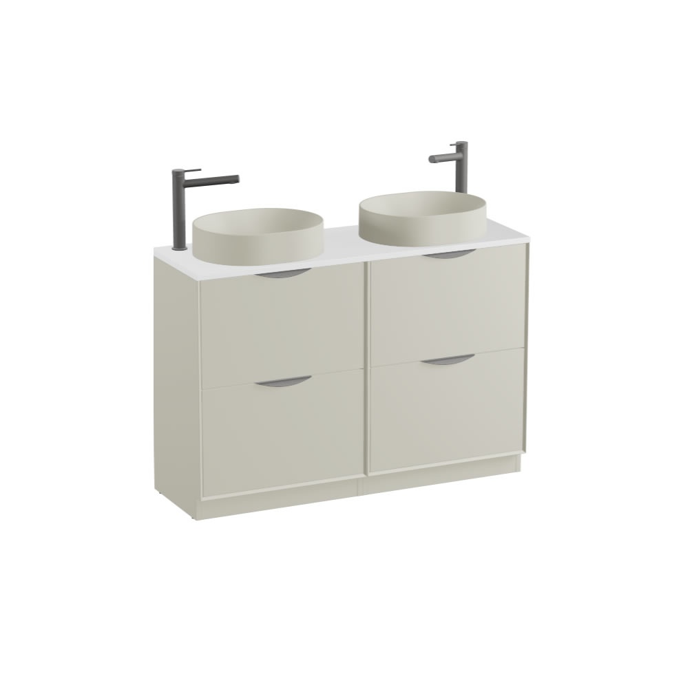Vado Safari Smooth 1200mm Cashmere Floorstanding Vanity Unit & Gloss White Worktop